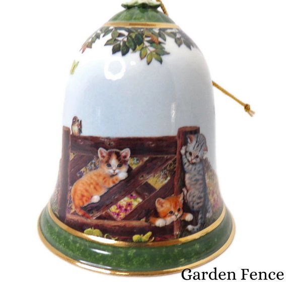 The Bradford Edition Garden Discoveries Cats Bell Ornaments Set Of 3 2526 - Picture 2 of 9